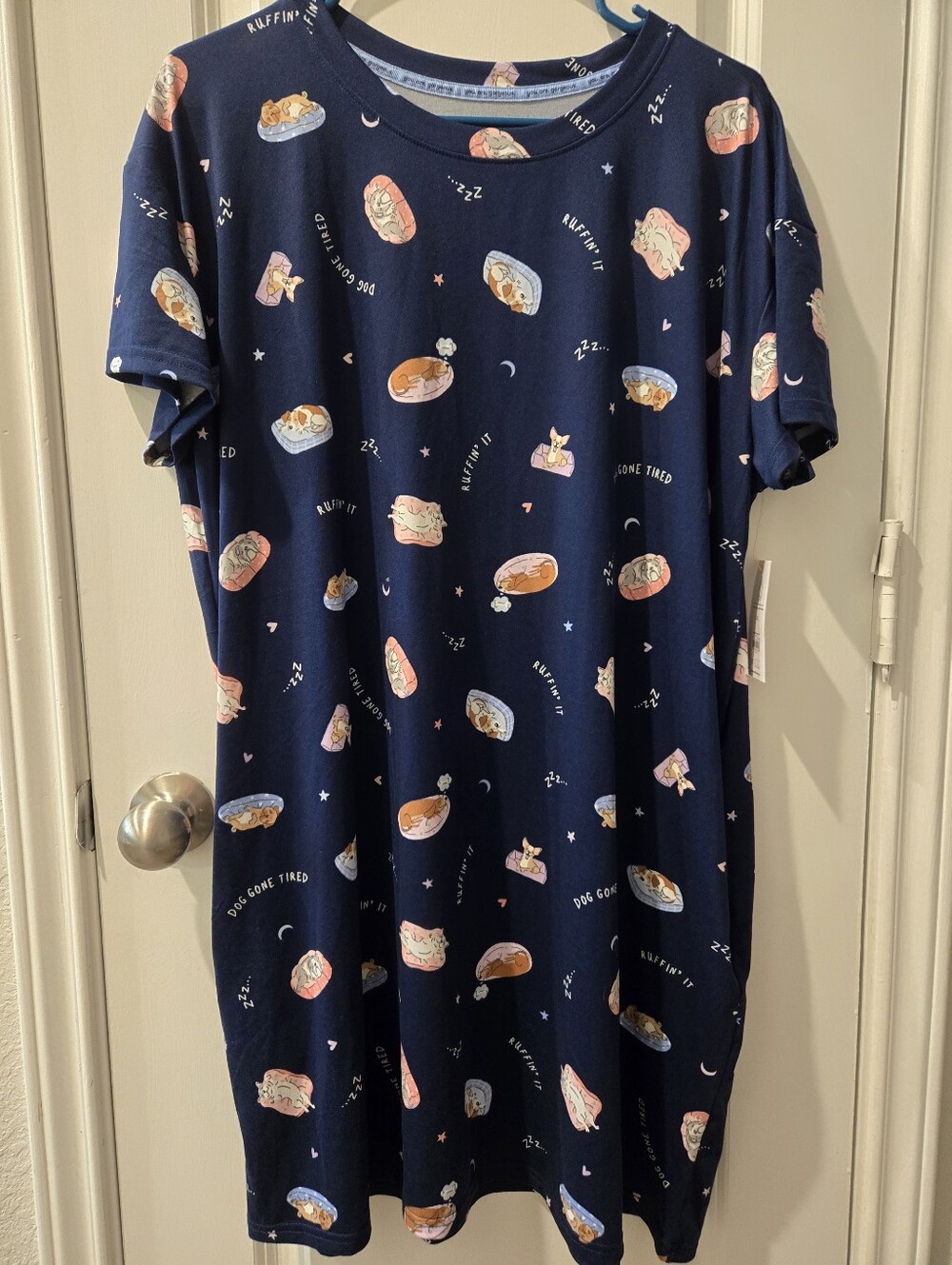 NWT Women's Joyspun Dogs Napping Nightgown With Pockets. L/XL. - Picture 1 of 5